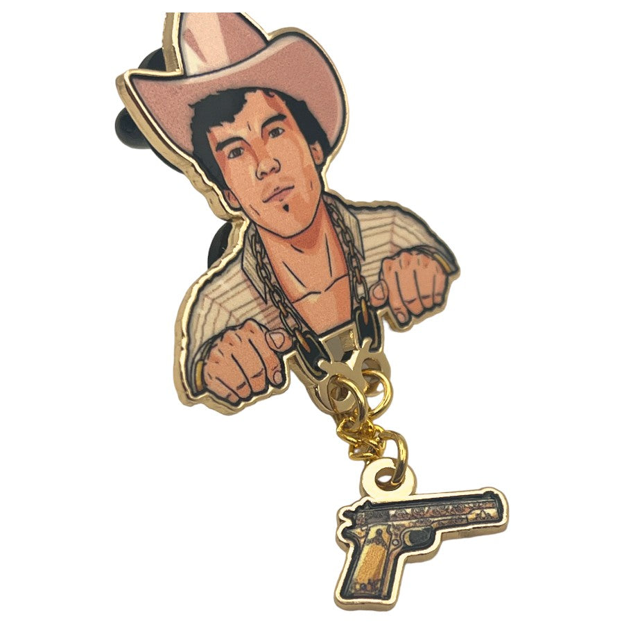 Chalino Sanchez (Mexican Singer) Chain with Gun Hat Pin